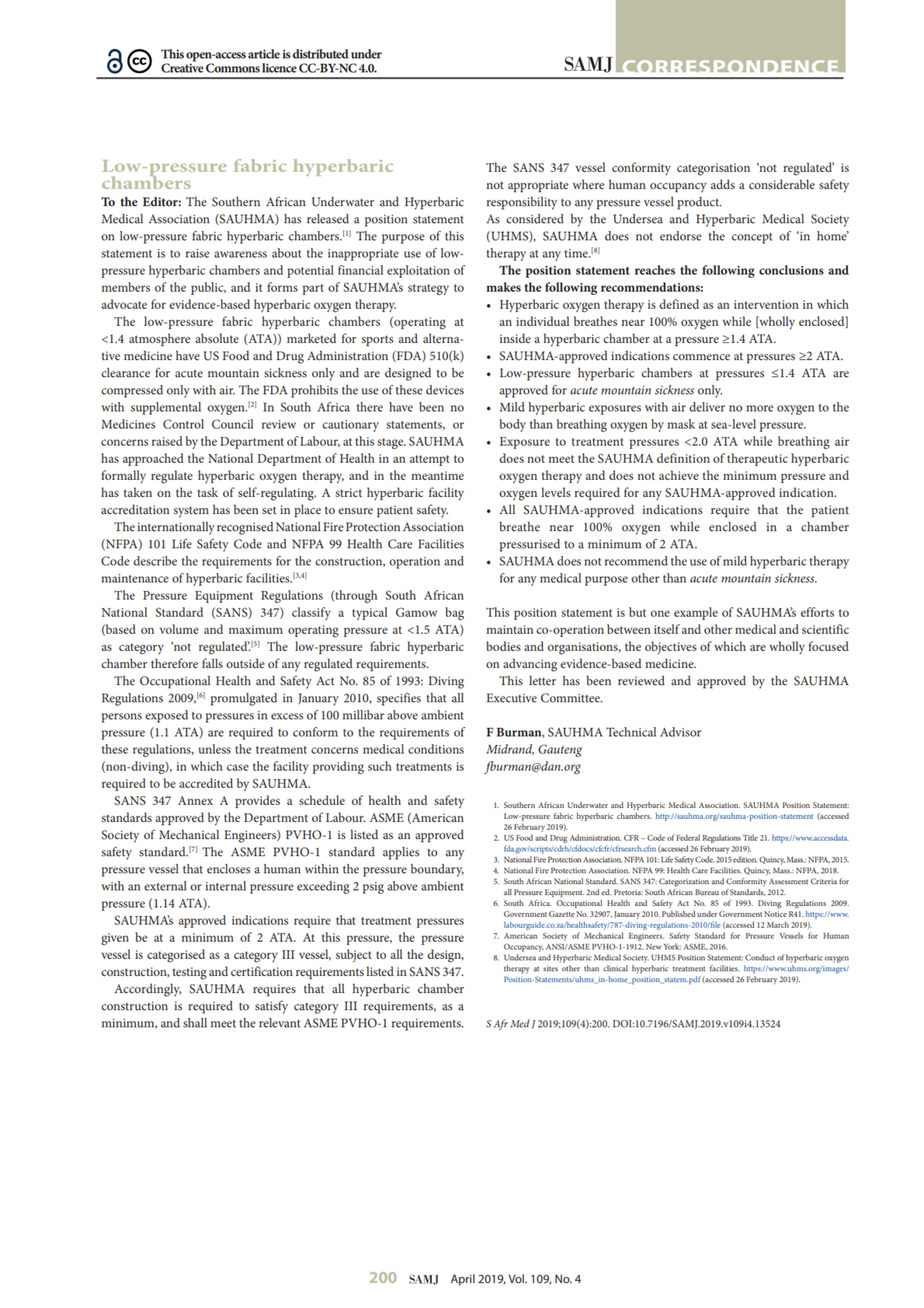 Low Pressure Fabric Hyperbaric Chambers